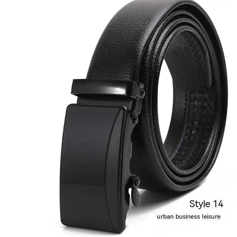 Men's Fashion Automatic Buckle Litchi Pattern Belt Style 14 - available style options