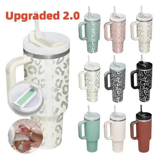 oz insulated tumbler with straw | stainless steel vacuum insulation | large capacity coffee mug | energy saving