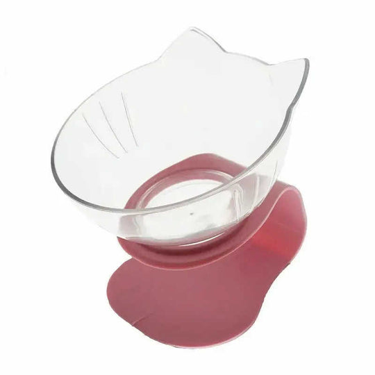 Non Slip Double Cat Bowl With Raised Stand Pet Food Cat Feeder Protect Cervical Vertebra Dog Bowl Transparent Pet Products...