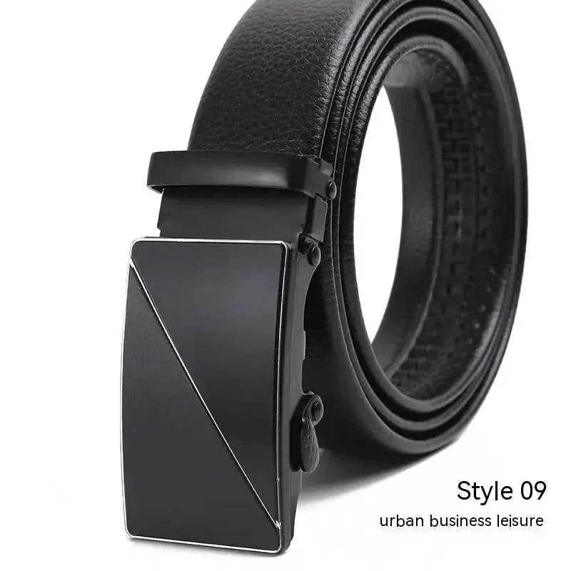 Men's Fashion Automatic Buckle Litchi Pattern Belt Style 14 - available style options