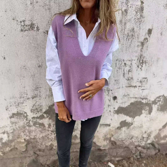 Women's V-neck Knitted Sweater Vest Meifu Market