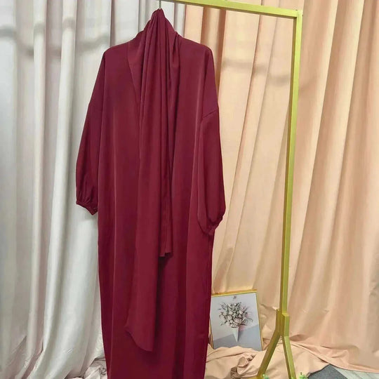 long sleeve abaya dress | plus size modest wear | cotton blend robe dress | energy saving