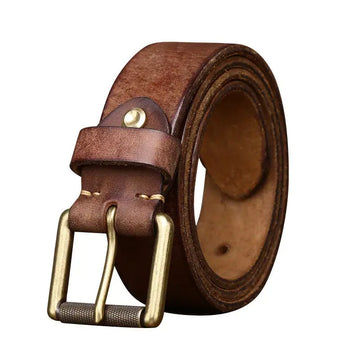 4CM Wide Handmade Widen And Thicken First Layer Cow Leather Belt meifu market