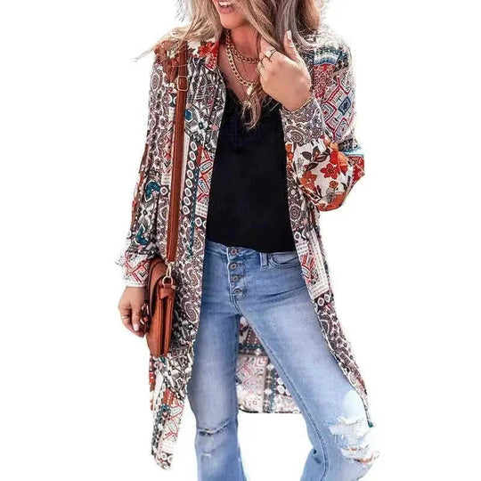 Printed Beach Cardigan Long Sleeve Top LC2542146 Color - main product image