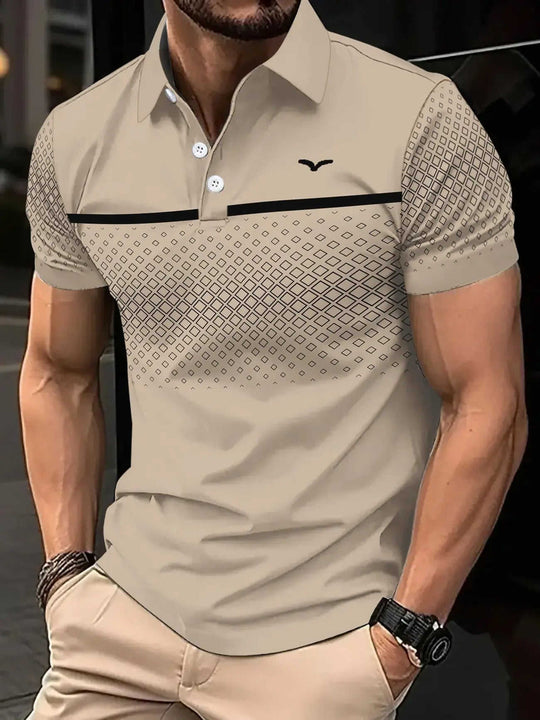 Men's Slim-Fit Printed Lapel Short-Sleeve Polo Shirt S - packaging and presentation