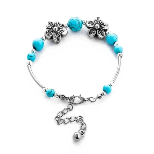 elastic turquoise bracelet | adjustable boho bangle | vintage tribal jewelry | energy saving