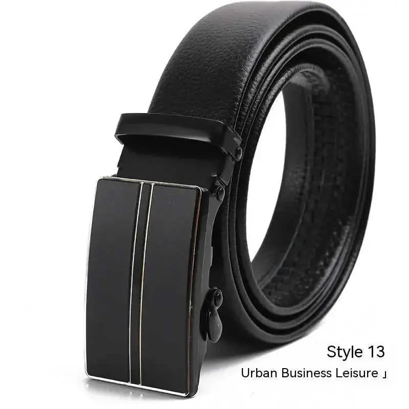 Men's Fashion Automatic Buckle Litchi Pattern Belt Style 14 - available style options