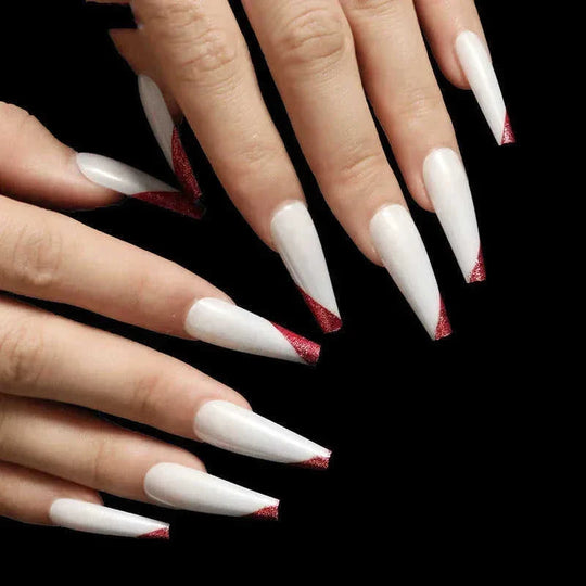long ballet coffin nails | finished press on nails | salon quality fake nails | energy saving