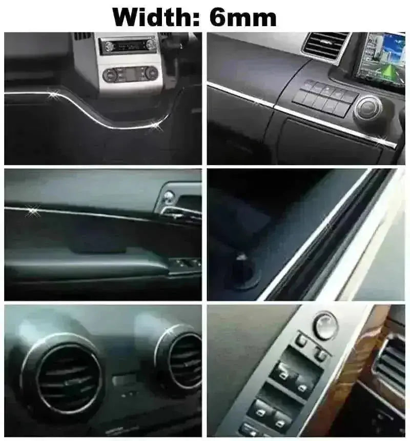 6M Chrome Car Styling Moulding Strip - Door Window Mirror Body Decorat - back view (pattern: check)