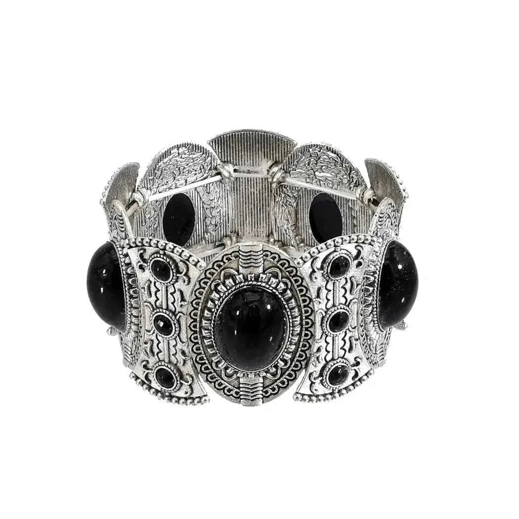 elastic turquoise bracelet | adjustable boho bangle | vintage tribal jewelry | ultrasonic cleaning