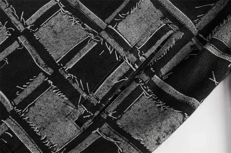 heavyweight denim jacket | plaid lined coat | durable cotton blend | energy saving