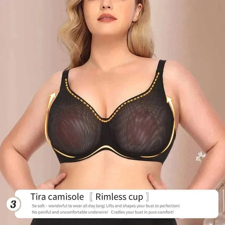 plus size sheer underwire bra | ultra-thin mesh lingerie set | wireless t-shirt bra for women | ultrasonic cleaning