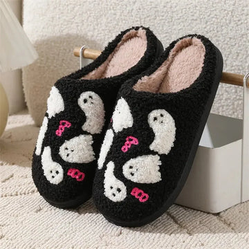 plush ghost slippers | non-slip indoor house shoes | cartoon halloween footwear | energy saving