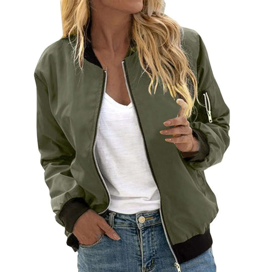 Women's Vintage Bomber Jacket - Casual Baseball Jacket with Zipper | Street Style Outerwear Meifu Market