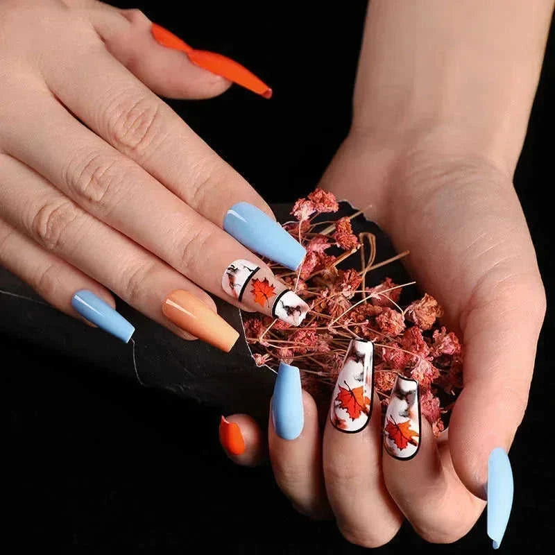 press-on nails for women | coffin shaped acrylic nails | long stiletto fake nails | energy saving