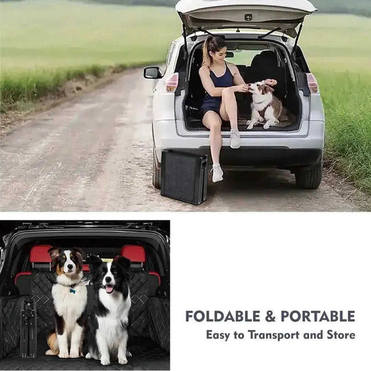 Dog Ramp For Car 65x17 Large Folding Pet Stair Ramps For Truck, SUV, With Non-Slip Surface, Up To 250LBS, Outdoor Dog Car ...