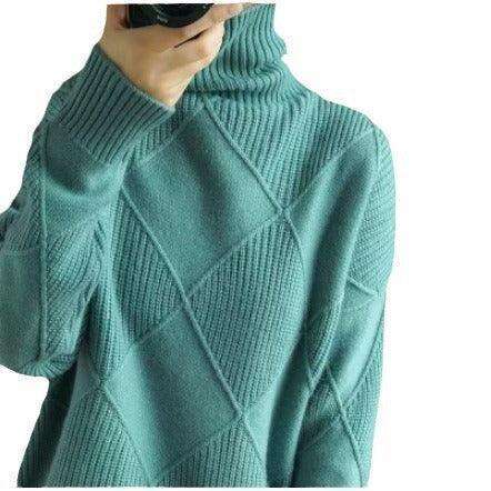 Women's Turtleneck Three-dimensional Rhombus Sweater Meifu Market