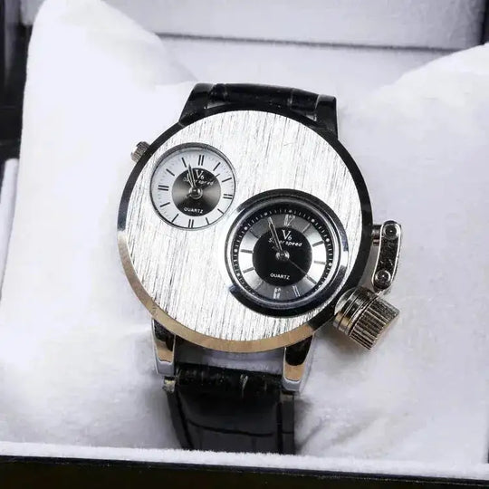 stainless-steel alloy case | genuine leather strap | everyday casual timepiece | energy saving