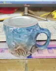 400ml Resin Crystal Coffee Mug - Elegant Mineral Design with Handle - view 12 (pattern: check)