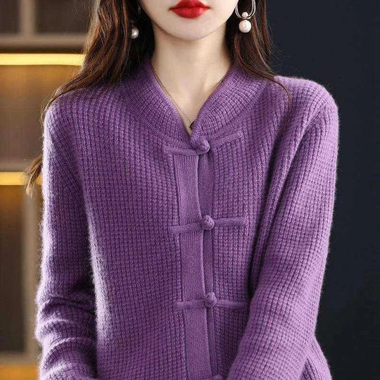 womens cashmere cardigan | chinese retro buckle cardigan | soft cashmere sweater | ultrasonic cleaning