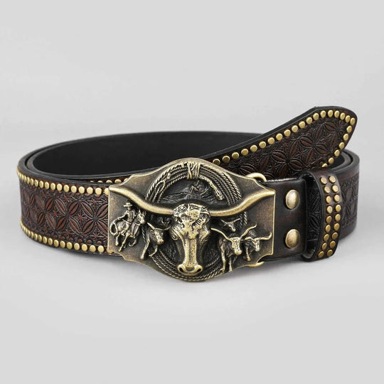 rugged genuine leather belt | adjustable western belt buckle | 15 inch wide denim belt | energy saving