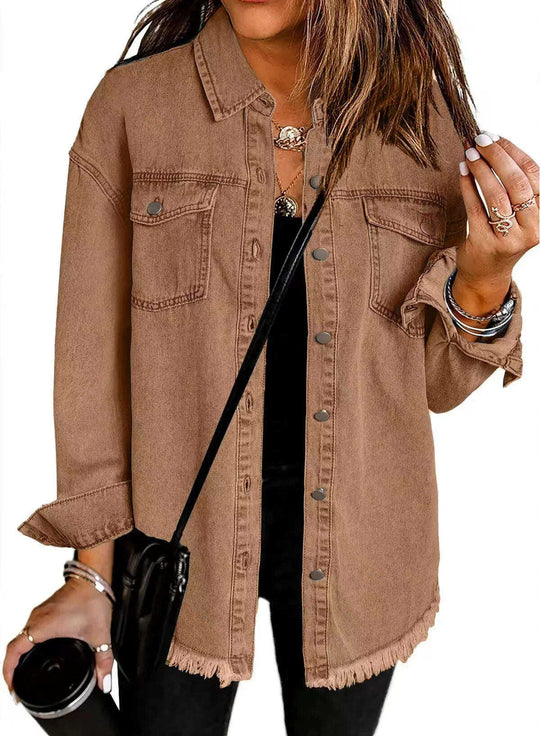 Washed Denim Shirt Jacket Women's European And American Meifu Market