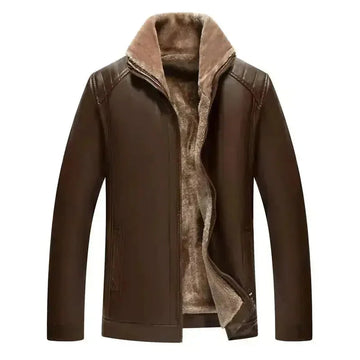 mens fur lined leather coat | genuine leather coat with velvet | heavy duty winter coat | energy saving