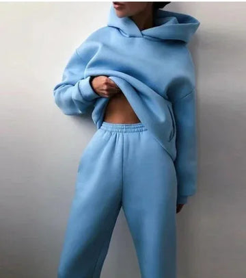 fleece-lined hoodie set | oversized hoodie and sweatpants set | loungewear two-piece outfit | ultrasonic cleaning