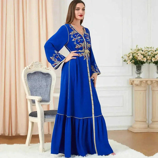 embroidered maxi dress | breathable cotton fabric | long sleeve midi dress | ultrasonic cleaning