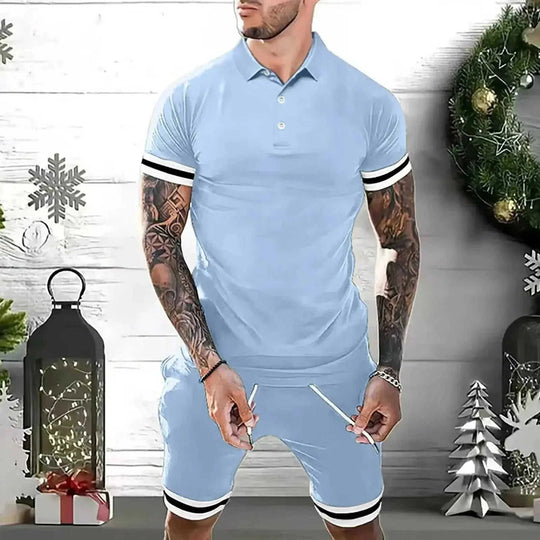 quick-dry fabric short sets | breathable polo shirt outfits | summer casual tracksuits for men | ultrasonic cleaning