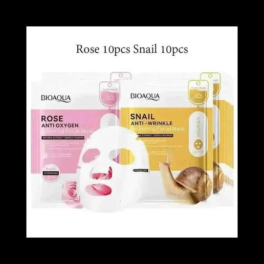 20pcs BIOAQUA Snail Hyaluronic Acid Face Mask skincare Moisturizing Anti Wrinkle Whitening Facial Masks Face Skin Care...
