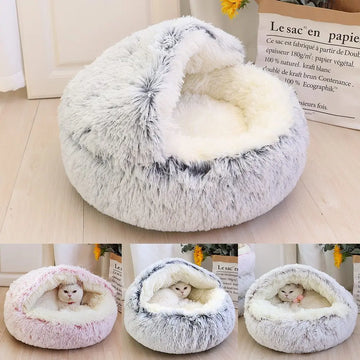 Deep Sleep Half-pack Semi-enclosed Dual-use Plush Round Pet Bed Meifu Market