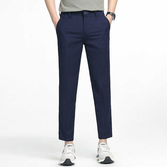 Men's Slim Straight Dress Pants | Polyester Stretch Business Trousers - Meifu Market
