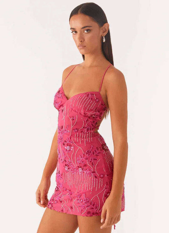 Women's Sequined Embroidered Backless Sling Dress Meifu Market