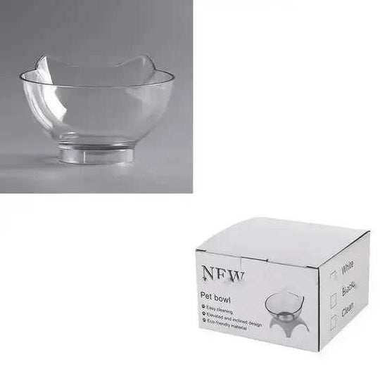 Non Slip Double Cat Bowl With Raised Stand Pet Food Cat Feeder Protect Cervical Vertebra Dog Bowl Transparent Pet Products...