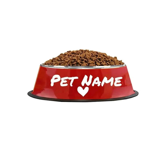 Customizable Stainless Steel Dog Bowl, Non-Slip Pet Food and Water Bowl with Personalized Name for Dogs Red-crown - availa...