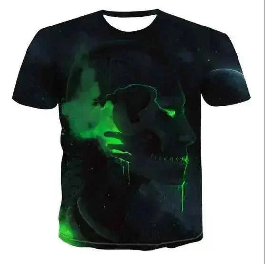 d printed skull t-shirt | premium cotton blend fabric | oversized graphic tee | ultrasonic cleaning