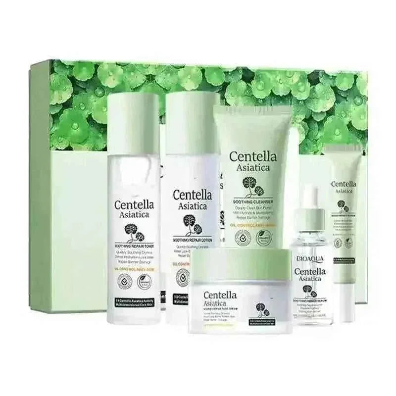 Centella Asiatica Skin Care Set 6-Piece - Hydrating Cleanser Toner Cream Bundle