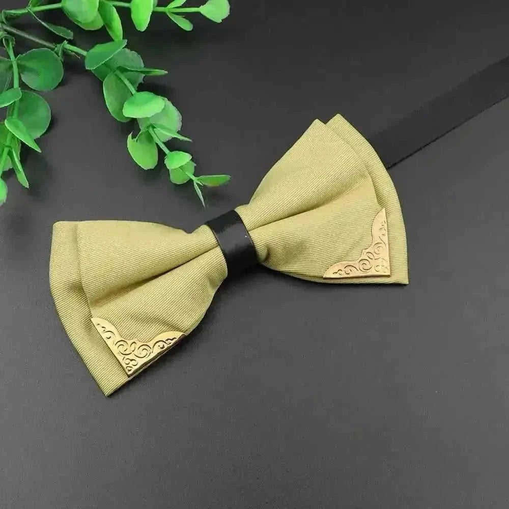 metal bow tie for men | double layer polyester bowtie | classic butterfly neckwear | energy saving