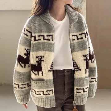Korean Style New Christmas Atmosphere Zipper Sweater Meifu Market