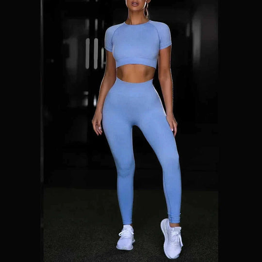 high-waisted yoga leggings | moisture-wicking workout set | seamless fitness apparel | energy saving