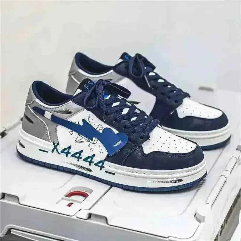 Men's Distressed Graffiti High-Top Skateboard Shoes | Urban Street Sneakers