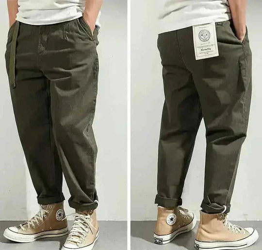 japanese cotton blend pants | loose tapered fit | high waist trousers | ultrasonic cleaning