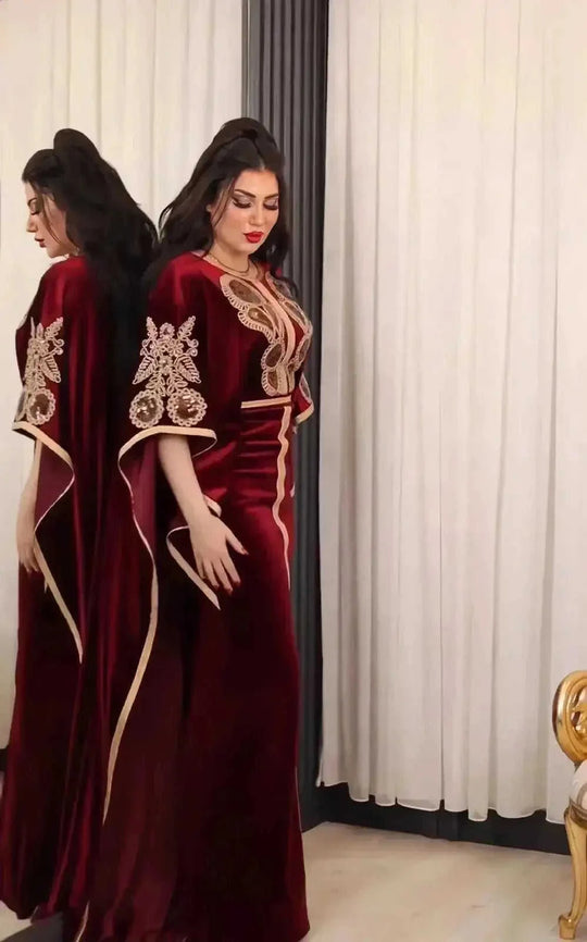 gold velvet evening dress | sequined arabic dress | long sleeve maxi dress | ultrasonic cleaning