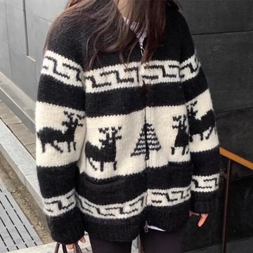 Korean Style New Christmas Atmosphere Zipper Sweater Meifu Market