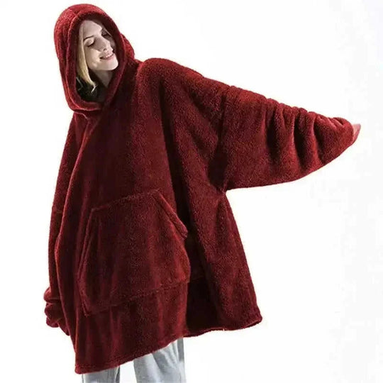 double-sided fleece hoodie | oversized pocket sweatshirt | wearable blanket hoodie | energy saving