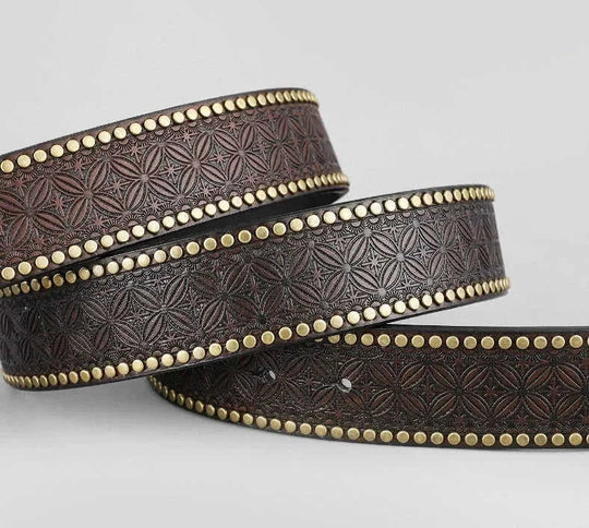 rugged genuine leather belt | adjustable western belt buckle | 15 inch wide denim belt | energy saving