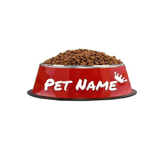 Customizable Stainless Steel Dog Bowl, Non-Slip Pet Food and Water Bowl with Personalized Name for Dogs Red-crown - availa...