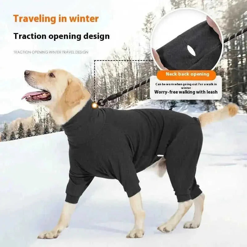Dog Four-legged Clothes High Collar Warm Cold-proof Polar Fleece Dog Clothes Dark Gray - puppy clothes half high collar ke...