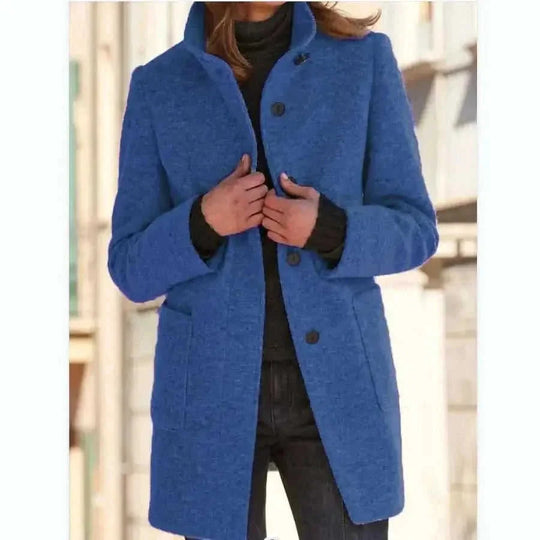 heavy wool blend coat | double-breasted wool coat | mid-length winter coat women | ultrasonic cleaning